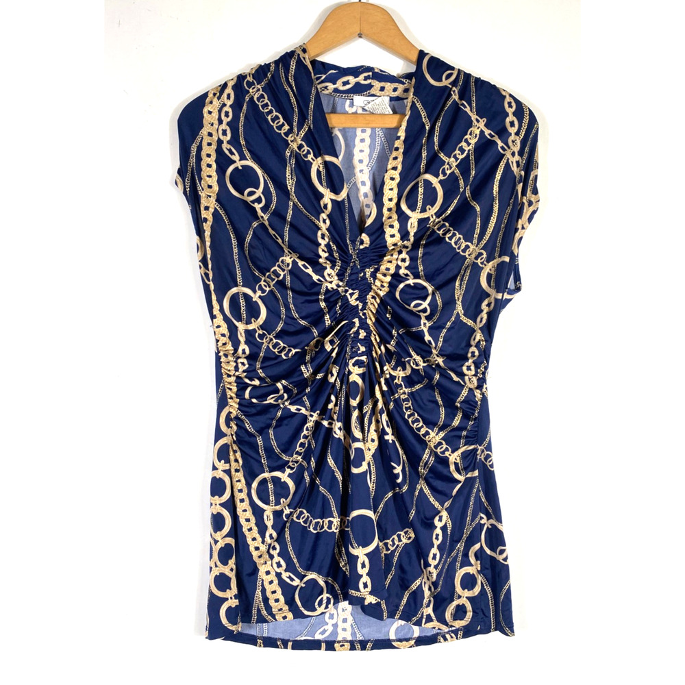 Cache Top Chain Link Equestrian Stretch Knit Gath… - image 3